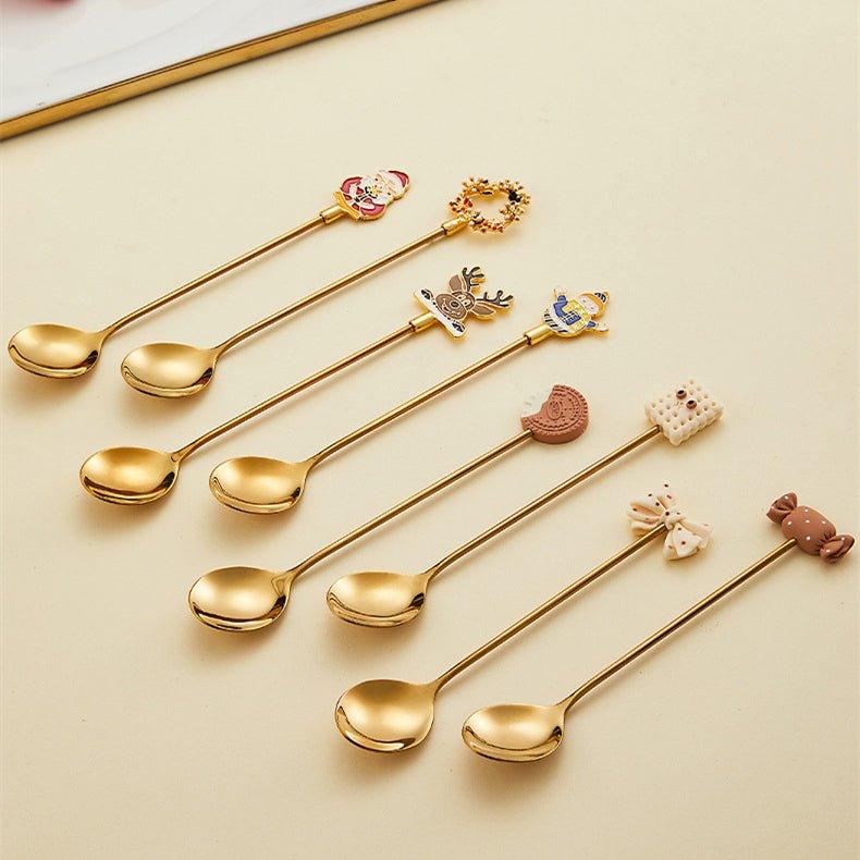 Coffee Stirrer Set Gold Stainless Steel Themed Holiday Barware