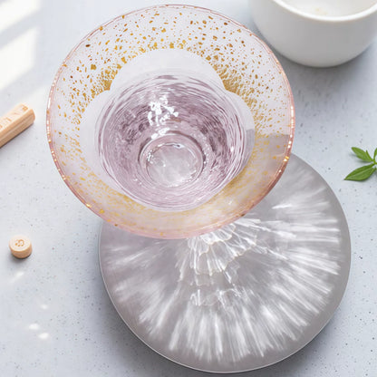 Sake Cup Set – Mt. Fuji Gold Leaf Kinka & Sakura Glass Pair