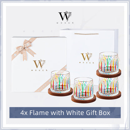 Whiskey Glass Rotating Stained Crystal | Wooden Base Gift Set
