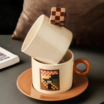 Coffee Cup Set Ceramic Mosaic Art Design – Cup Saucer & Teaspoon | Starry Night, Mona Lisa & More