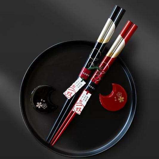 ISSOU Moon Blossom Wooden Chopsticks Wedding Gift Set His Hers
