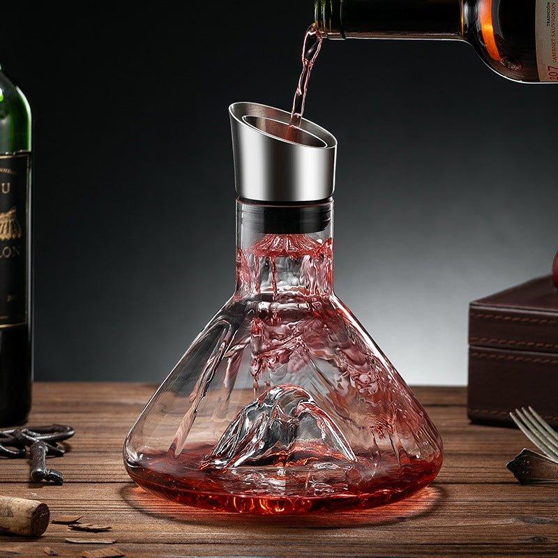 Wine Decanter Hand Blown Glass Fuji Cascade Aerating Carafe