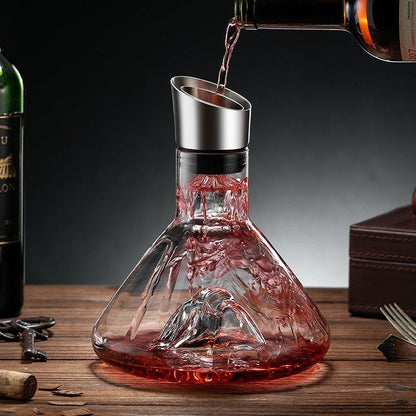 Wine Decanter Hand Blown Glass Fuji Cascade Aerating Carafe