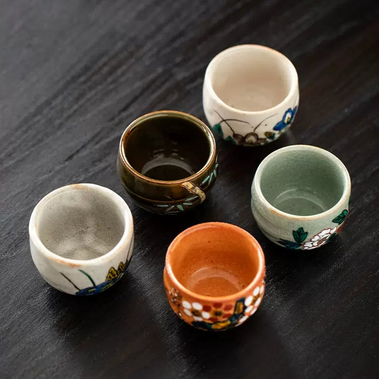 Japanese Tea Cup Set of 5 – Kutaniyaki Goh-Souka Wooden Box