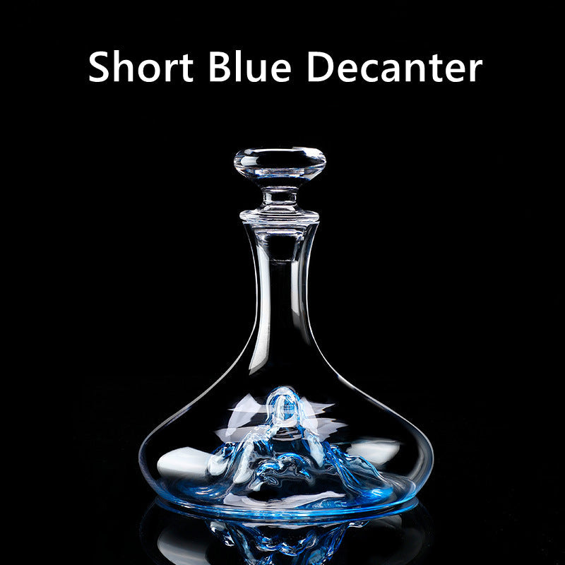 Wine Glasses Blue Stem Hand-Painted Burgundy Glass Decanter Set