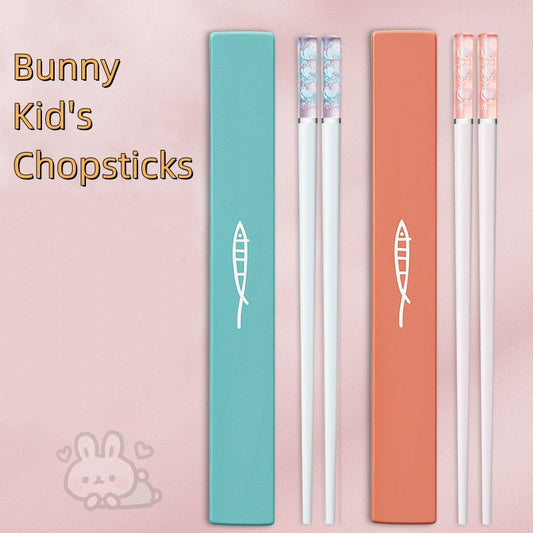 Kids Chopsticks with Case – Bunny Design Children Training Chopsticks BPA-Free