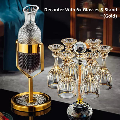 Crystal Wine Decanter Set with Stand & Glasses – Pendulum