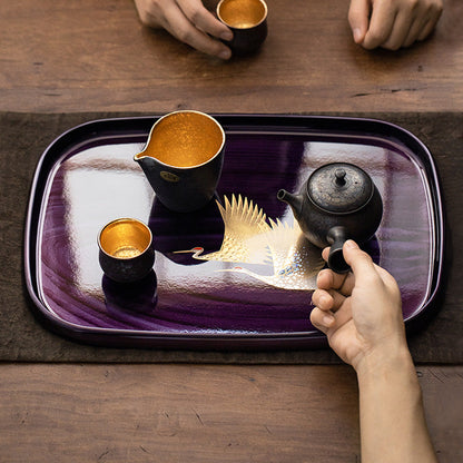 Gold Foil Lacquer Tray – Yamanaka Shikki Shiun Crane Tray