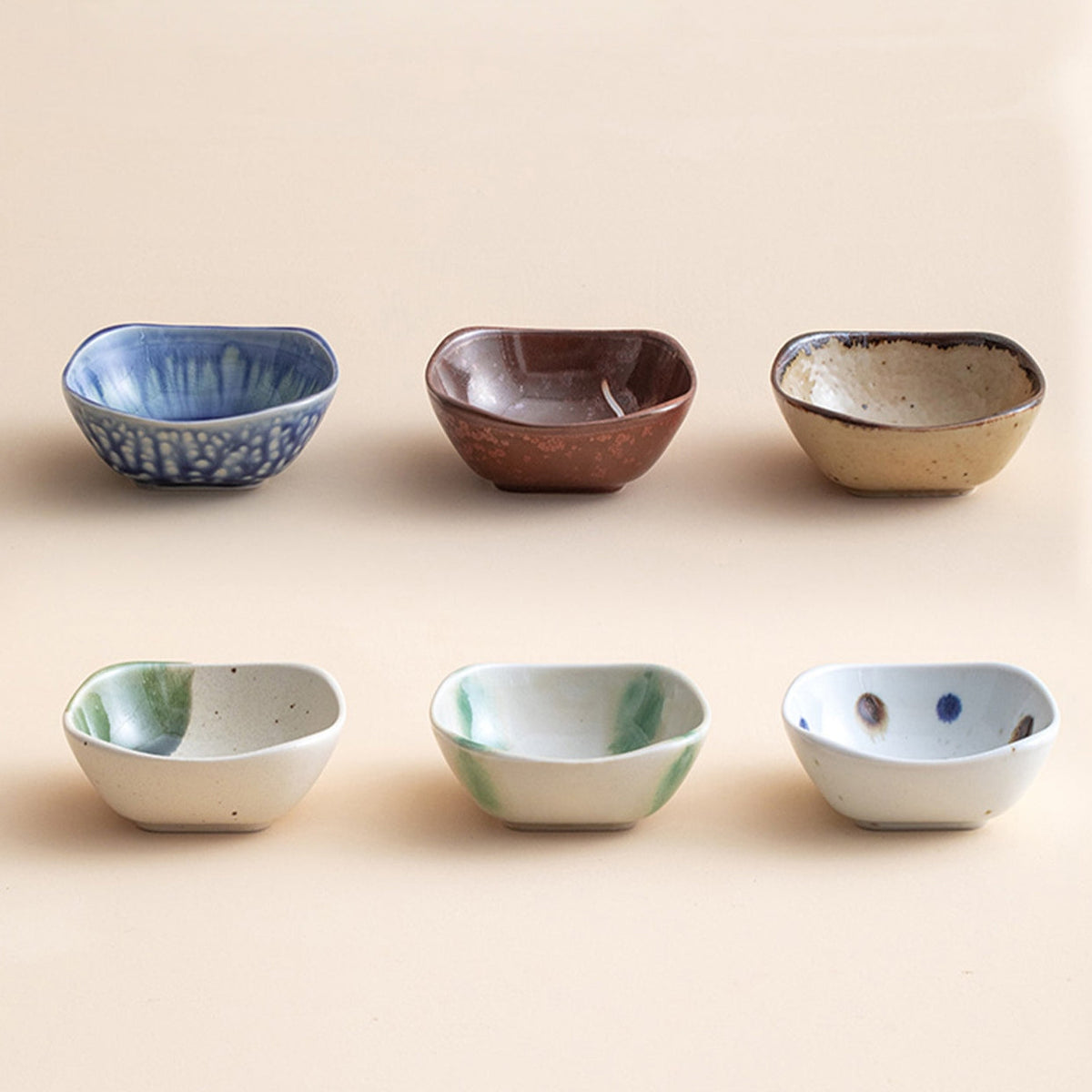 Ceramic Condiment Dish Set of 6 – Mino Ware Wabi Sabi