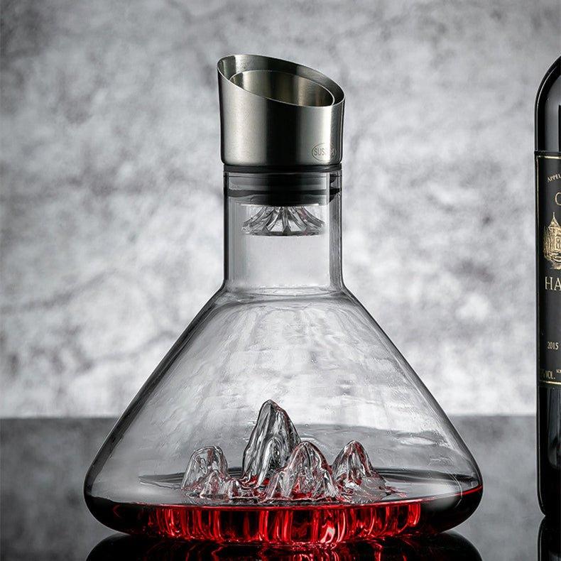 Wine Decanter Hand Blown Glass Fuji Cascade Aerating Carafe