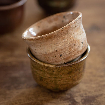 Japanese Tea Cup Set of 5 | Mino Ware Natural Wave Ceramic