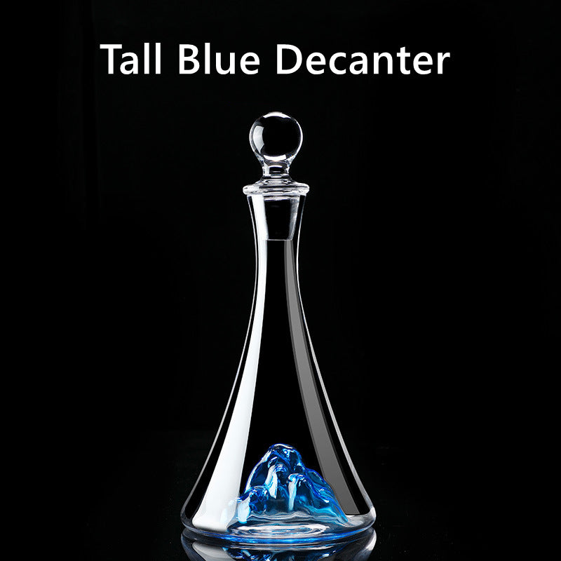 Wine Glasses Blue Stem Hand-Painted Burgundy Glass Decanter Set