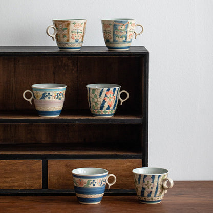 Ceramic Mug | Japanese Hasami Ware Hanashin Floral Vintage Handcrafted Collection