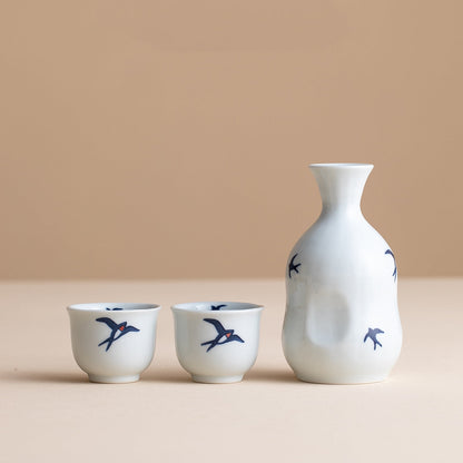 Sake Set – Hasami Ware Tsubame Swallow Porcelain Gift