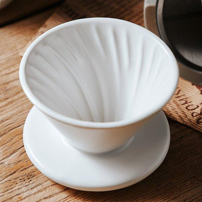 Pour Over Coffee Set Ceramic Single Cup Dripper with Cup & Pot – Black & White Home Brew Kit