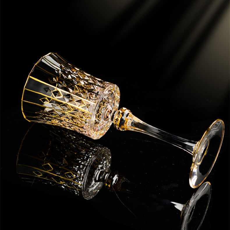 Crystal Wine Glasses Set Golden Vine with Decanter & Leather Case – Made in France | Cristal d'Arques