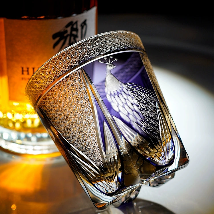 Whiskey Glass Violet Peacock – Edo Kiriko Handcrafted Crystal