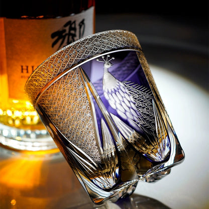 Whiskey Glass Violet Peacock – Edo Kiriko Handcrafted Crystal