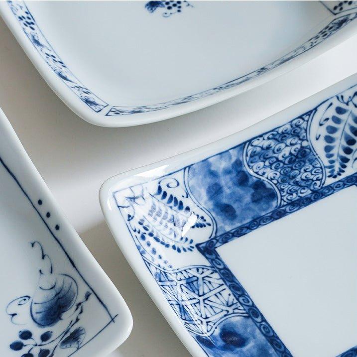 Japanese Square Plate | Mino Ware Ceramic Nature Design Dish