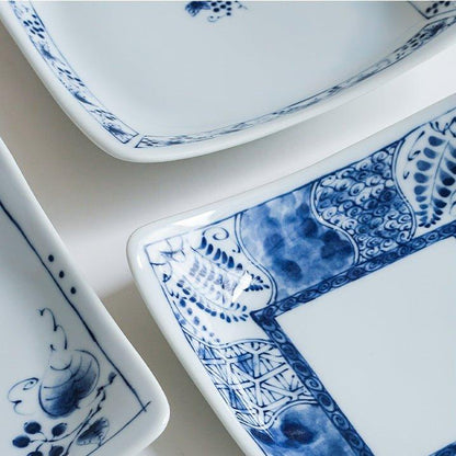 Japanese Square Plate | Mino Ware Ceramic Nature Design Dish