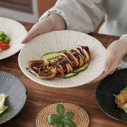 Mino Ware Ceramic Plates – Textured Wrinkled Pottery