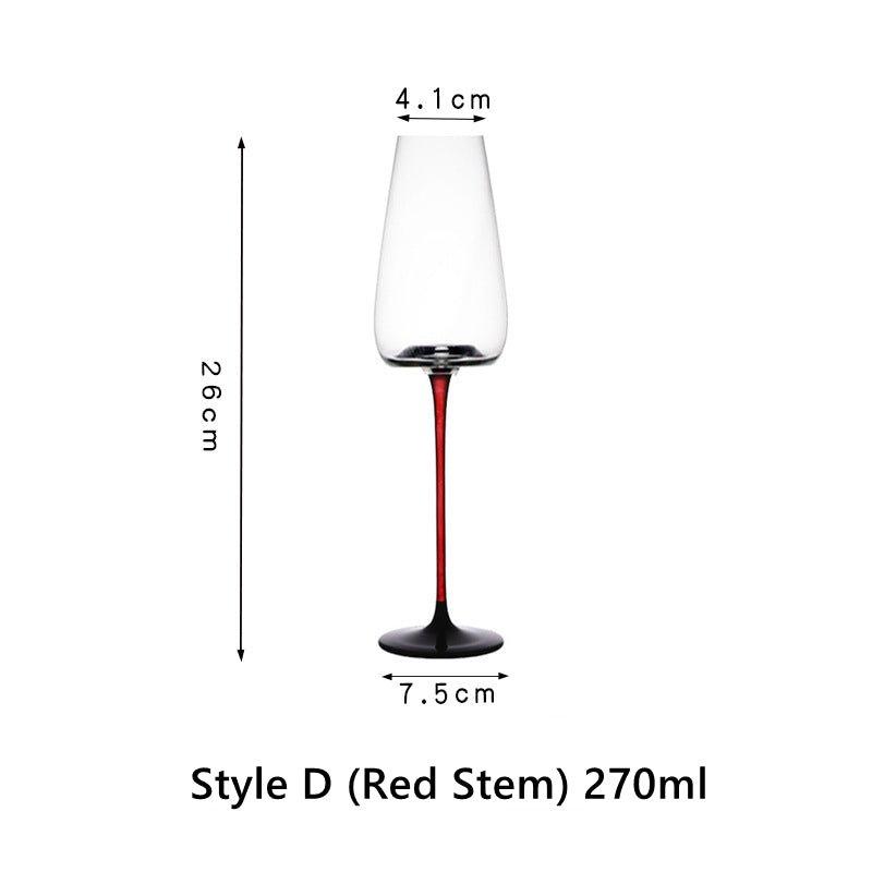 Burgundy Wine Glasses Crystal Red Stem – Wide Bowl Pinot Noir Glass Set | Regular & Red Stem Styles