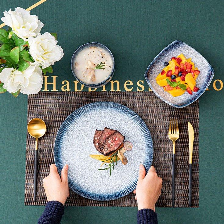 Ceramic Dinner Set | Scenic Nature Plates Bowls & Flatware
