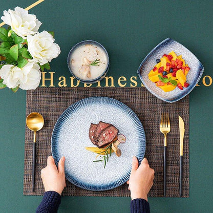Ceramic Dinner Set | Scenic Nature Plates Bowls & Flatware