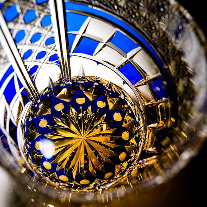 Crystal Whiskey Glass Kiriko Sapphire Motif Hand-Cut Japanese Tumbler