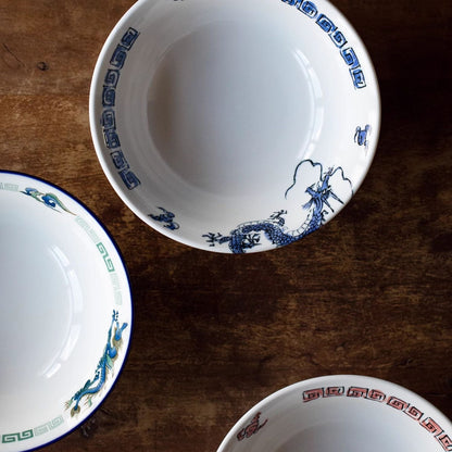 Ramen Bowl Dragon Design | Japanese Ceramic Porcelain Bowl
