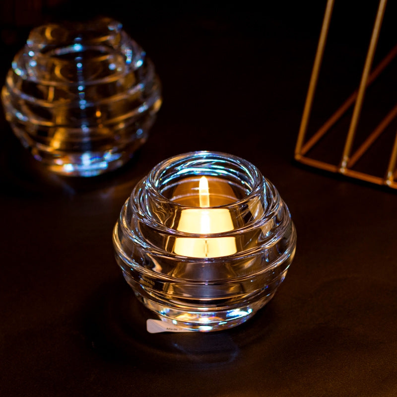 Crystal Candleholder Set of 2 German Glass Dinner Candlestand