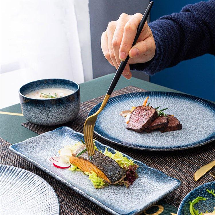 Ceramic Dinner Set | Scenic Nature Plates Bowls & Flatware