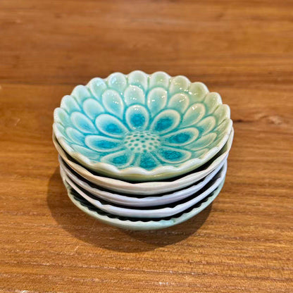 Sauce Plate Set of 5 – Mino Ware Aoi Kage Floral Relief
