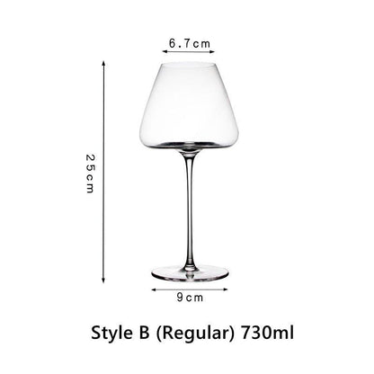 Burgundy Wine Glasses Crystal Red Stem – Wide Bowl Pinot Noir Glass Set | Regular & Red Stem Styles