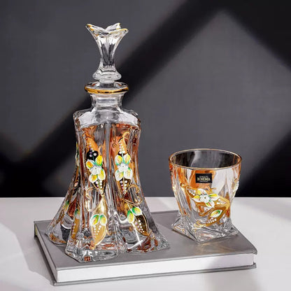 Whisky Decanter Set Bohemia Crystalite Butterfly Gold Enamel Czech Crystal Whisky Glass Decanter Gift Box