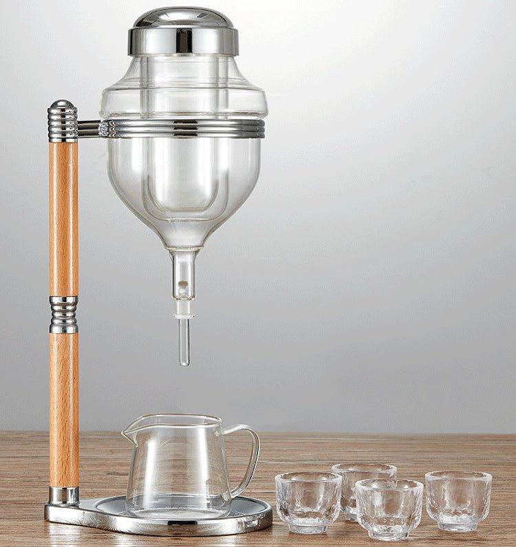 Glass Wine Dispenser Stand Gift Set Silver Gold Rose Straight Hourglass