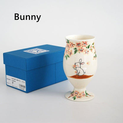 Japanese Ceramic Tall Cup – Hand-Painted Animal Artist Signed