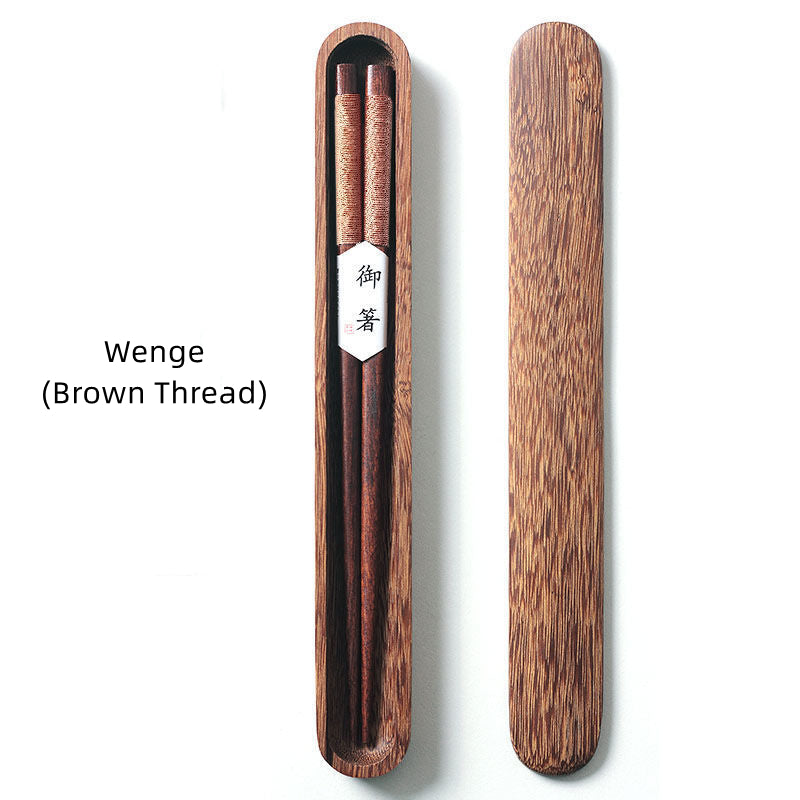 Japanese Chopsticks – Wood with Decorative Thread & Wooden Box