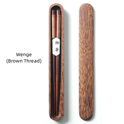 Japanese Chopsticks – Wood with Decorative Thread & Wooden Box