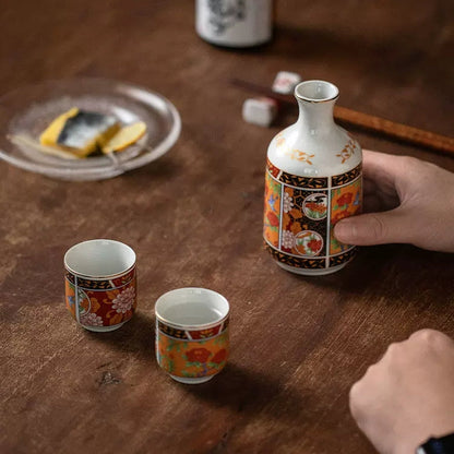Ceramic Sake Set | Mino Ware Tokkuri & 2 Ochoko Handcrafted