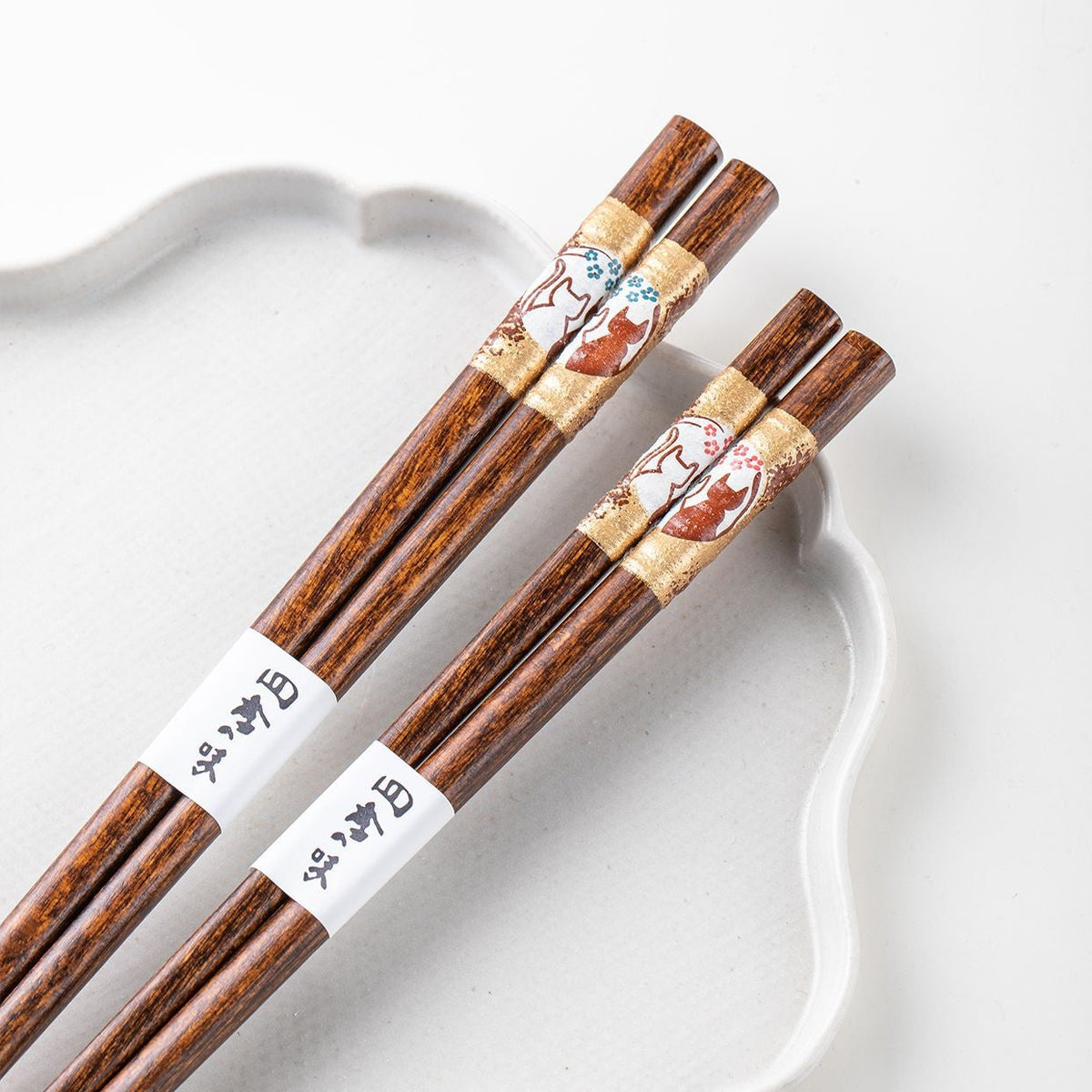 Wooden Chopsticks Sakura Cat Couple | Cherry Blossom Gift Set