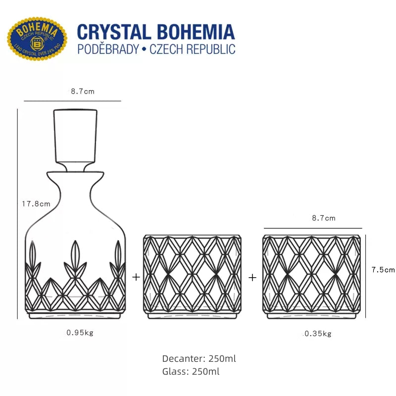Whisky Decanter Set Bohemia Crystal Stackable Cut Crystal Whisky Decanter Glasses Czech Crystal Bar Gift Set