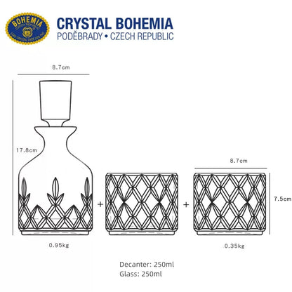 Whisky Decanter Set Bohemia Crystal Stackable Cut Crystal Whisky Decanter Glasses Czech Crystal Bar Gift Set