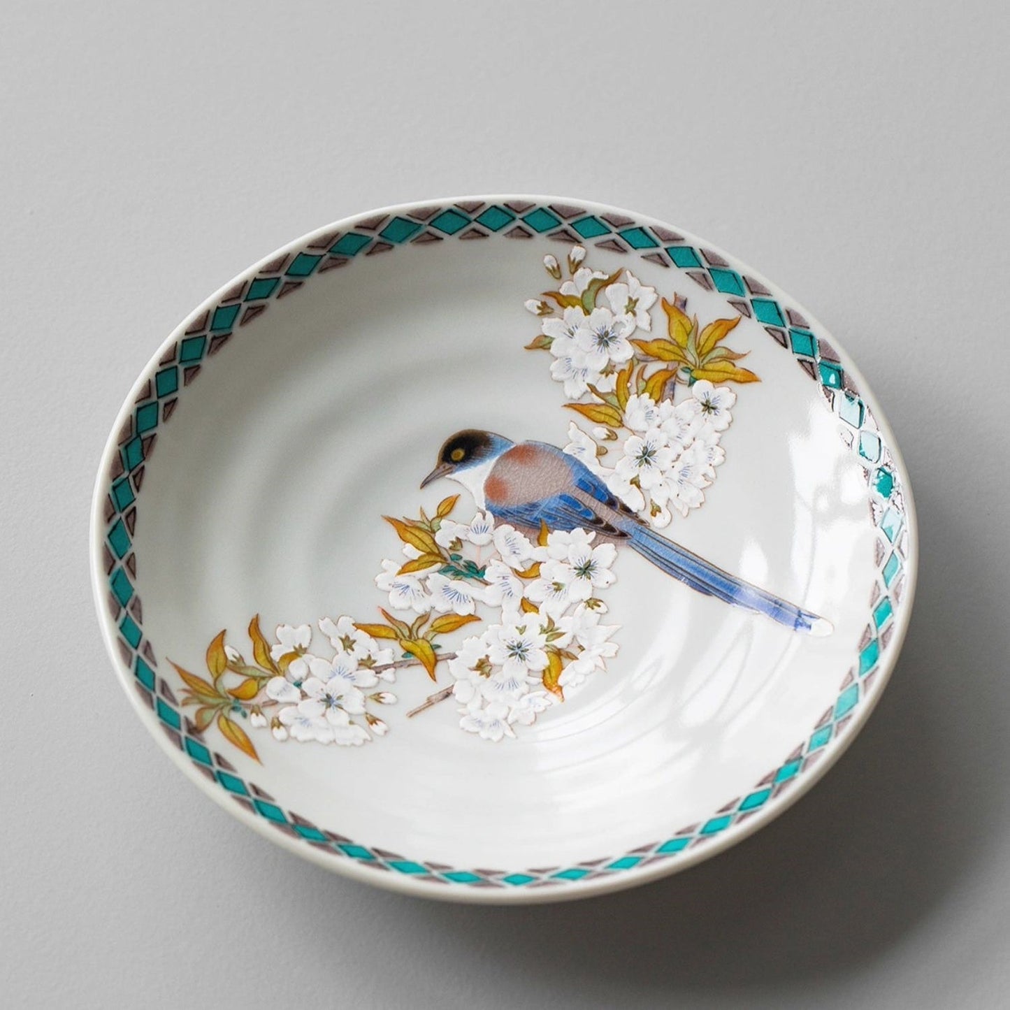 Japanese Ceramic Plate Set of 5 – Kutaniyaki Sakura Skylark