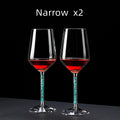 Red Wine Glasses Set Coral Turquoise Stem with Decanter & Stand – Elegant Crystal Glassware