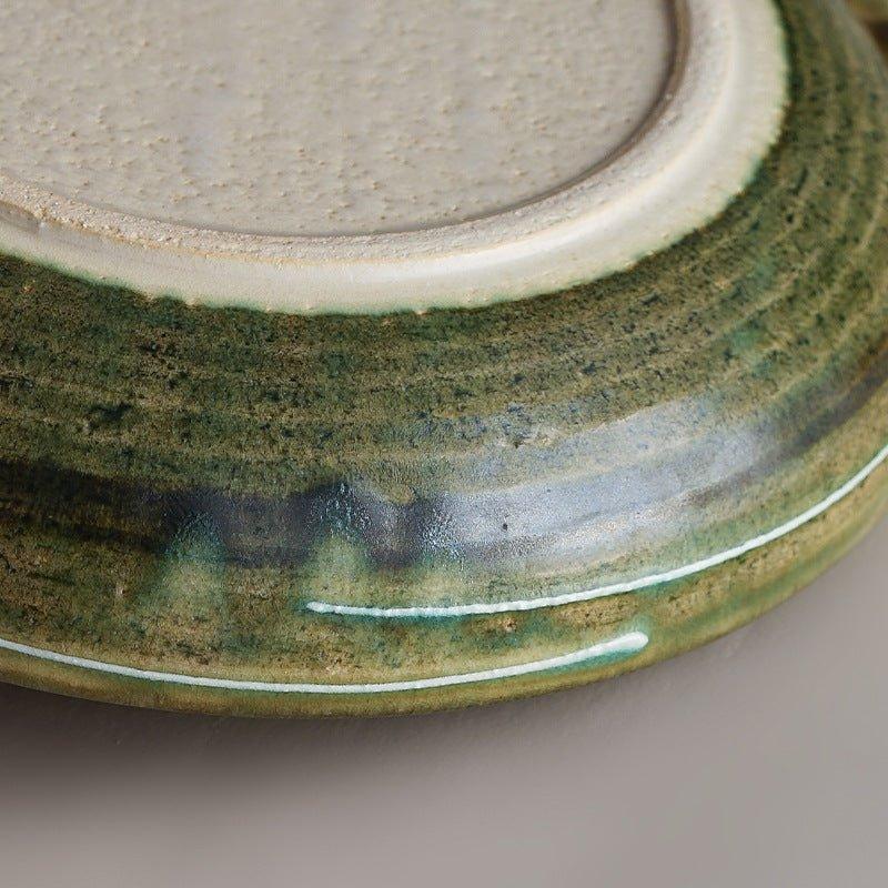 Ceramic Plate Japanese Handcrafted Curved Swirl Design Serving and Decorative Plate