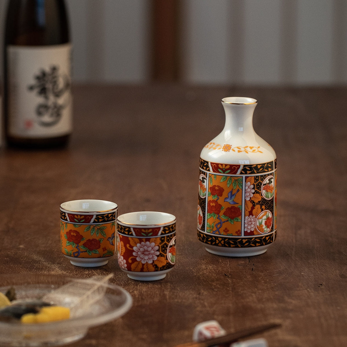 Ceramic Sake Set | Mino Ware Tokkuri & 2 Ochoko Handcrafted