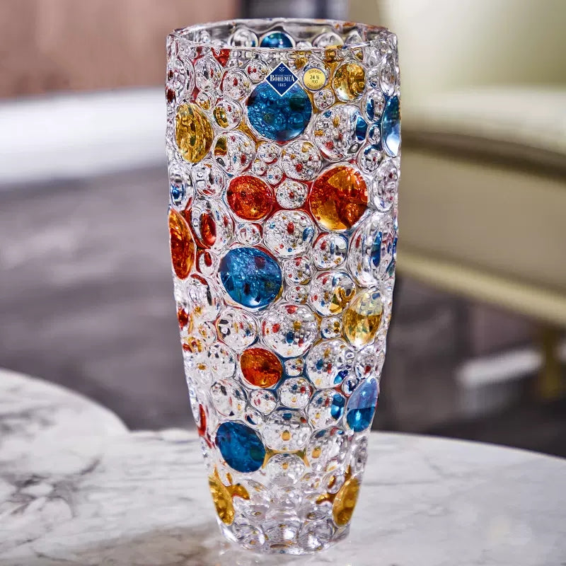 Bohemia Crystal Vase | Hand-Painted Gold Enamel Decorative Glass Vase