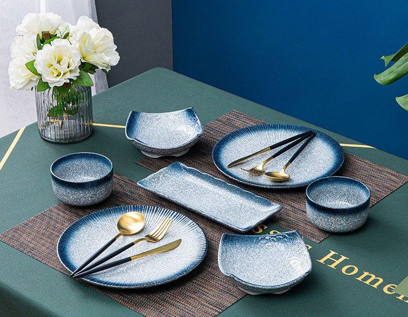 Ceramic Dinner Set | Scenic Nature Plates Bowls & Flatware