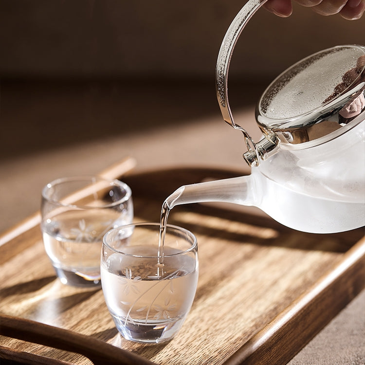 Sake Set with Chirori Carafe & 2 Cups | Toyo-Sasaki Glass
